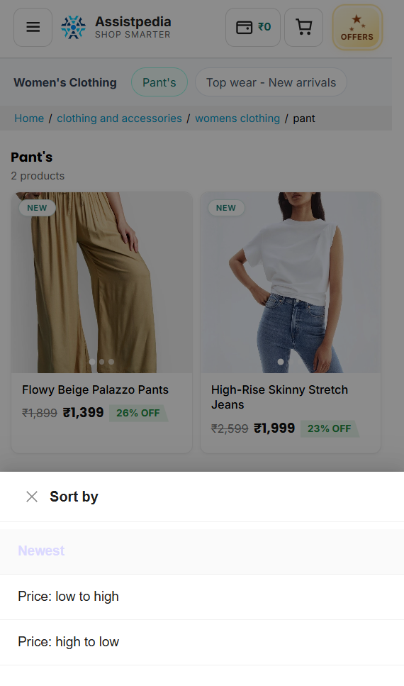 StoreX online shop homepage